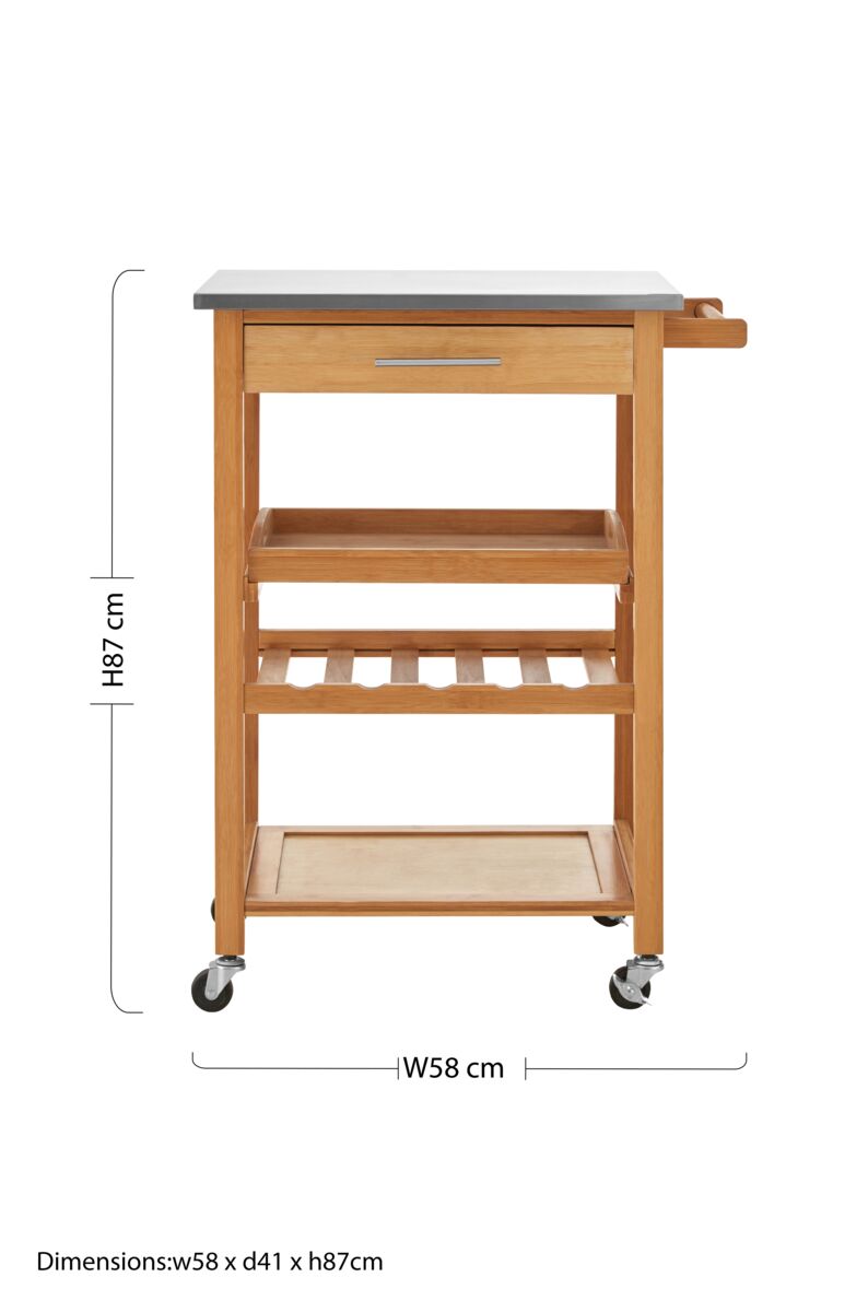 Harlow Bamboo One Drawer Kitchen Trolley - image 10