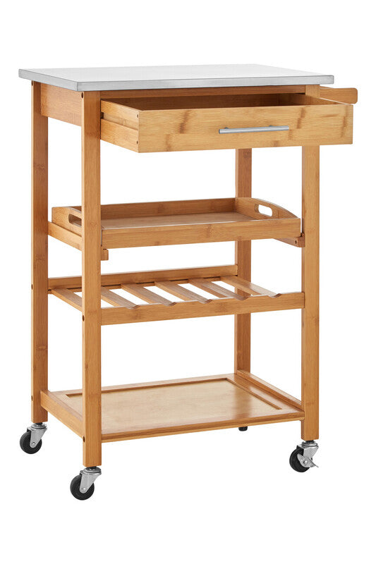 Harlow Bamboo One Drawer Kitchen Trolley