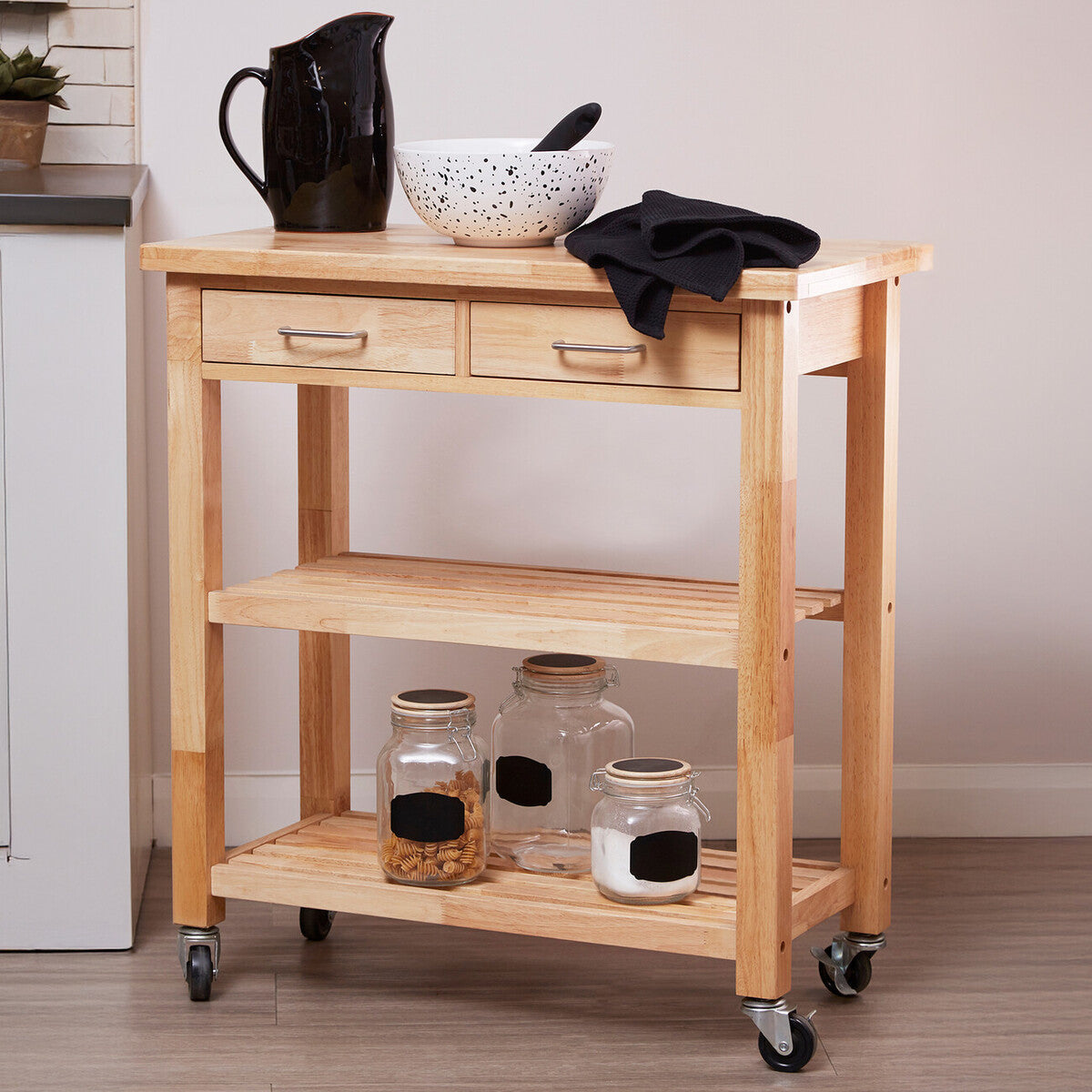 Harlow Glenn Tropical Hevea Wood Kitchen Trolley - image 1