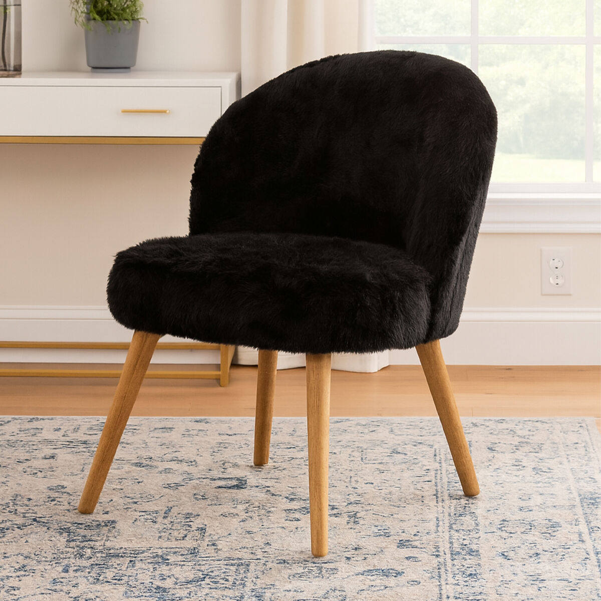 Cabaret Black Fur Effect Chair