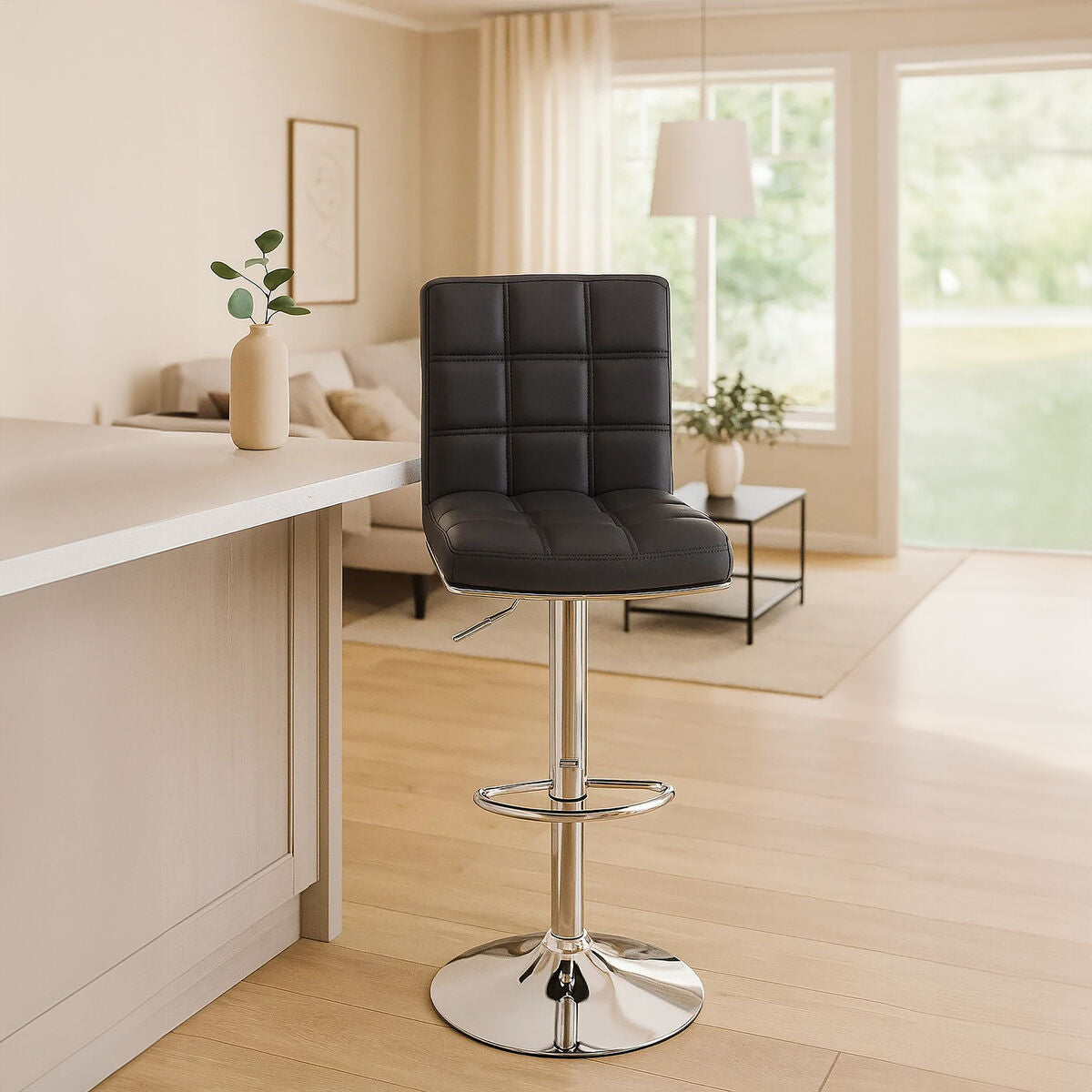 Grey Faux Leather Bar Chair | Tavor