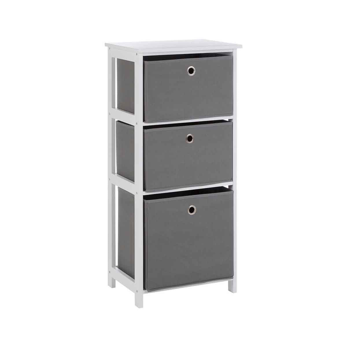 Lindo 3 Grey Fabric Drawers Cabinet