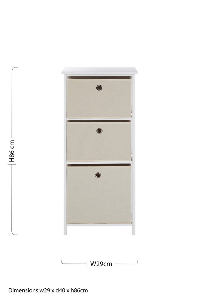 Lindo 3 Natural Fabric Drawers Cabinet