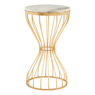 Templar White Marble and Gold Base Round Side Table - image 2