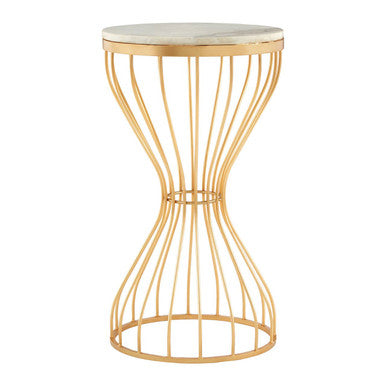 Templar White Marble and Gold Base Round Side Table - image 1