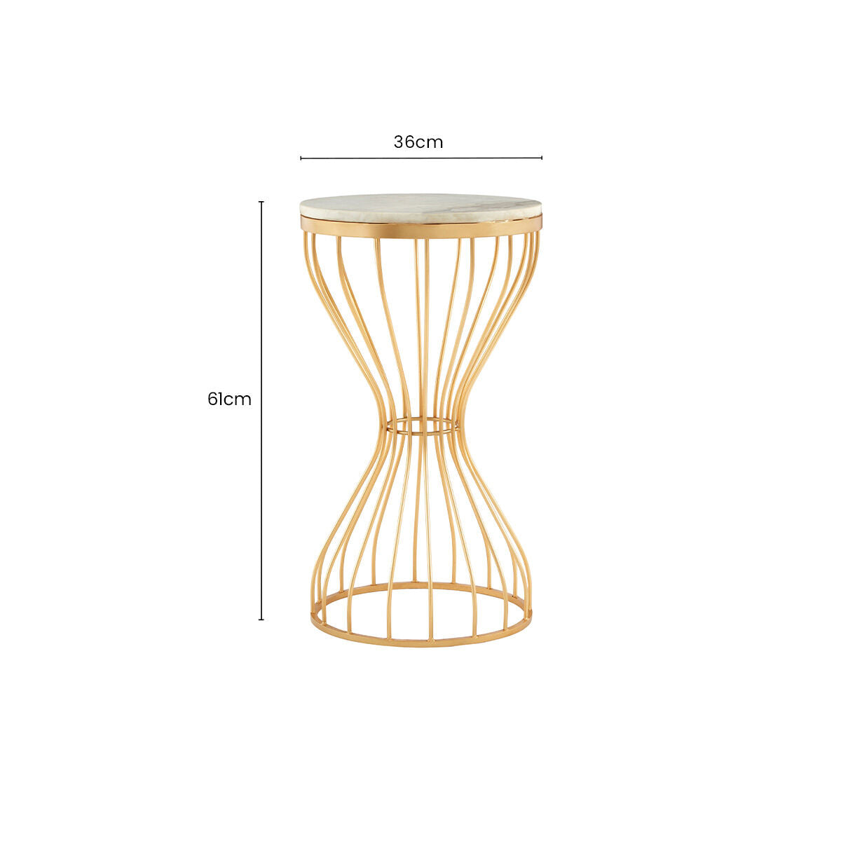 Templar White Marble and Gold Base Round Side Table