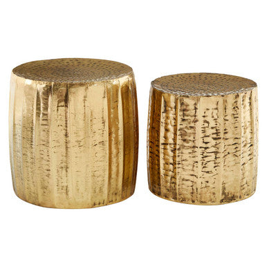 Templar Set Of 2 Antique Brass Finish Side Tables And Stools - image 1