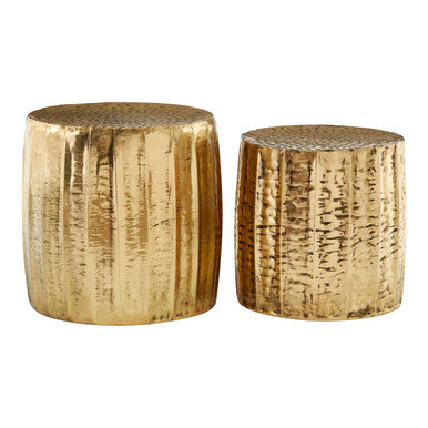 Templar Set Of 2 Antique Brass Finish Side Tables And Stools - image 4