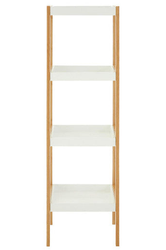 Nostra Four Tiered White And Natural Shelf Unit