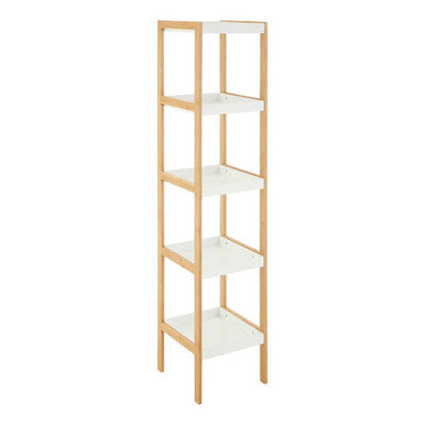 Nostra Five Tiered White And Natural Shelf Unit