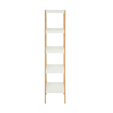 Nostra Five Tier White And Natural Shelf Unit