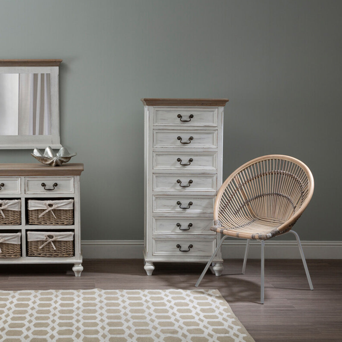 Lagom White Washed Natural Rattan Chair