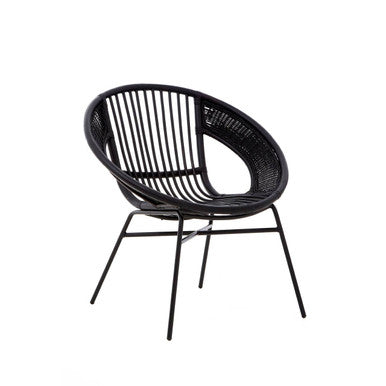 Lagom Black Natural Rattan And Iron Black Chair