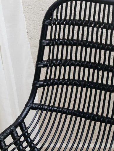 Lagom Curved Black Natural Rattan Chair