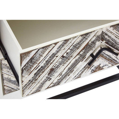 Lombok White 2 Drawer Bedside Table