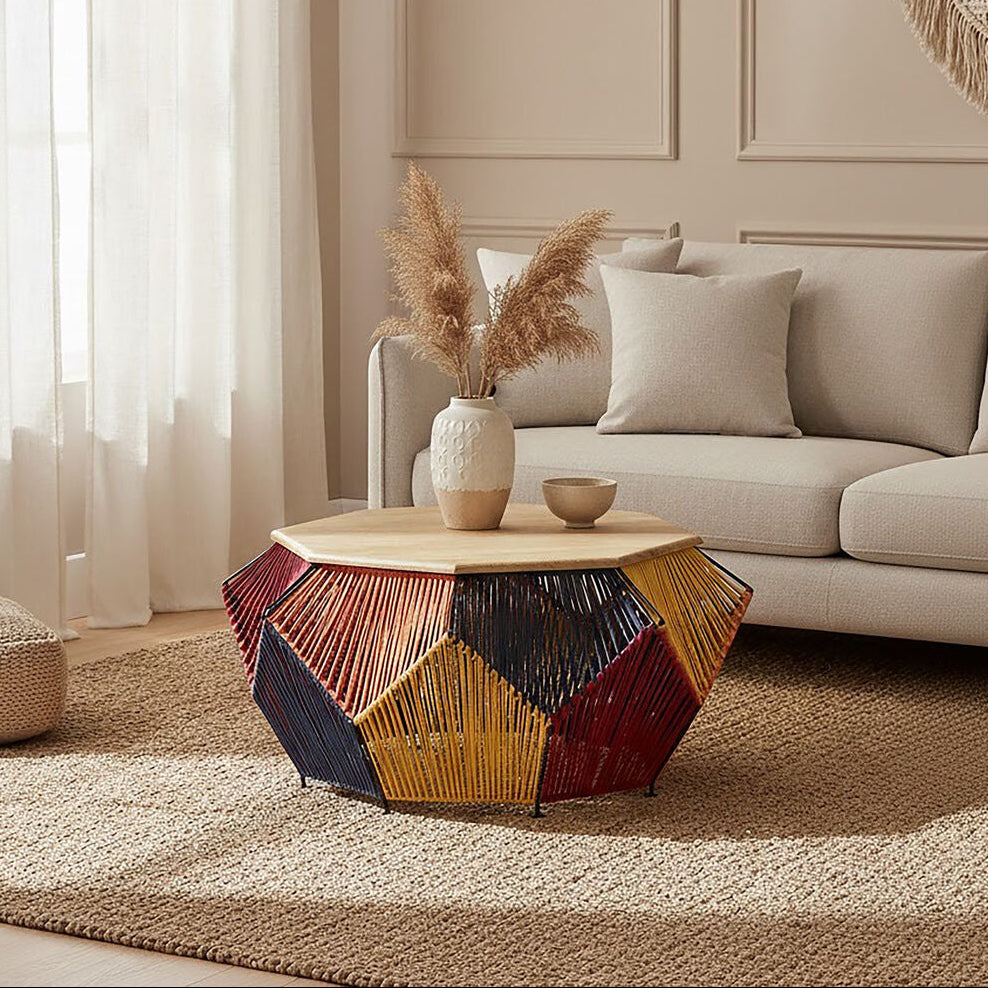 Fusion Multicoloured Woven Hexagon Coffee Table - image 1
