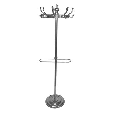 Arris Floor Standing Polished Aluminium Coat Stand.
