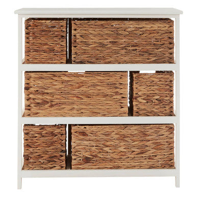 Padstow 6 Drawer White Frame Storage Unit