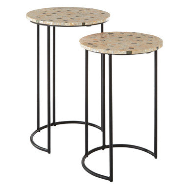 Halle Set of Two Mother Of Pearl Nesting Side Tables - image 5