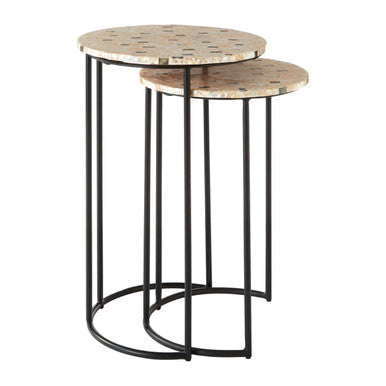 Halle Set of Two Mother Of Pearl Nesting Side Tables - image 3