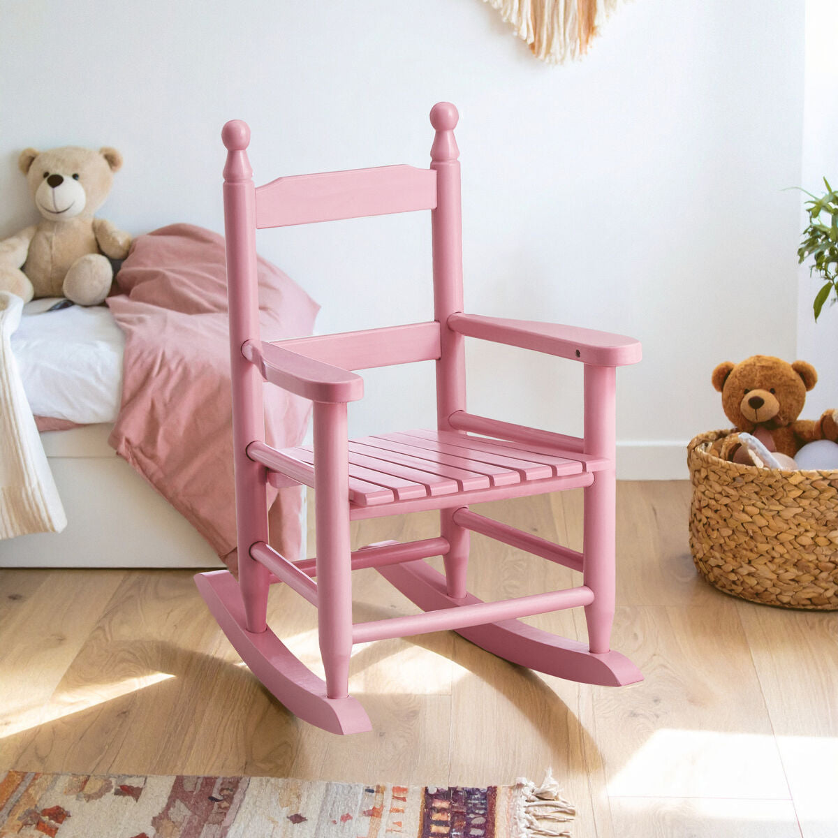 Pink rocking chair in a child&