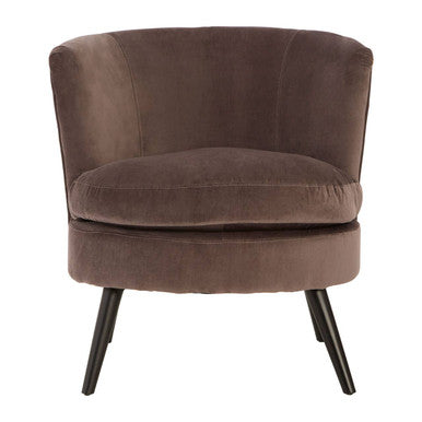 Regents Park Round Grey Velvet Plush Armchair