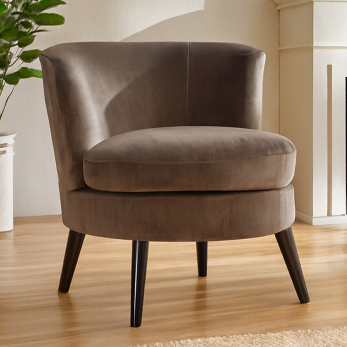 Plush Round Grey Velvet Curved Chair - image 2