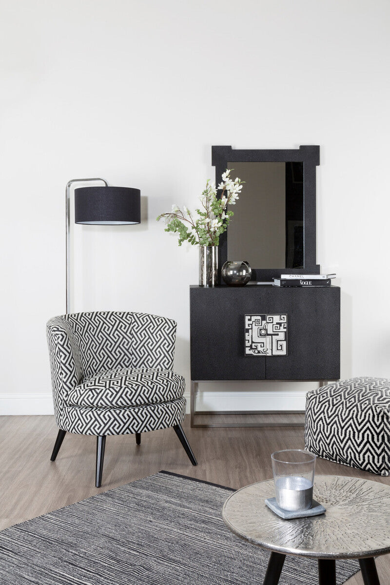 Regent Park Black And Beige Greek Key Round Armchair