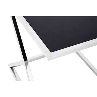 Ackley Silver Set Of 3 Nesting Tables With Black Glass