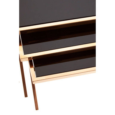 Ackley Rose Gold Set Of 3 Nesting Tables With Black Glass - image 5
