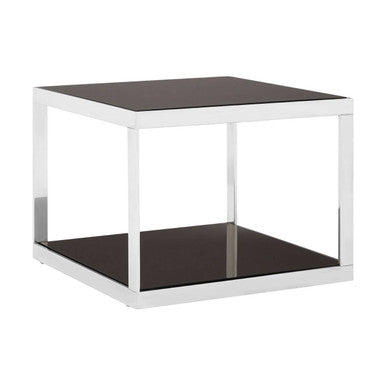 Ackley Silver Square Coffee Table With Black Glass - image 3