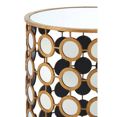 Zariah Gold Finish Mirror Side Table
