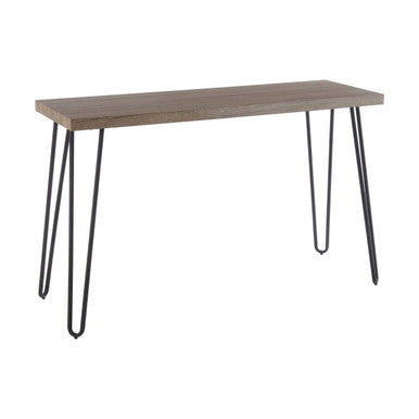 Borough Veneer Top Console Table With Hairpin Metal Legs