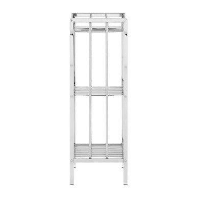 Dara 3 Tier Chrome Shelf Unit with Slatted Sides