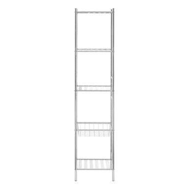 Dara 5 Tier Chrome Shelf Unit With Basket