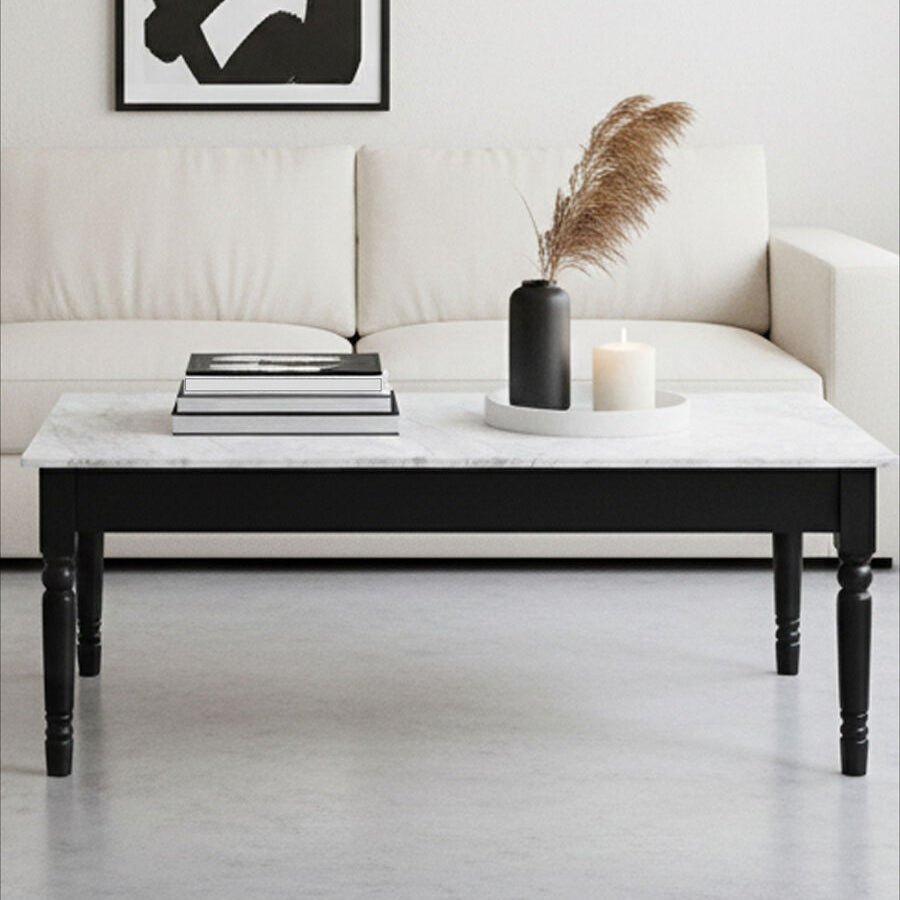 Henley White Marble and Black Frame Coffee Table - image 1