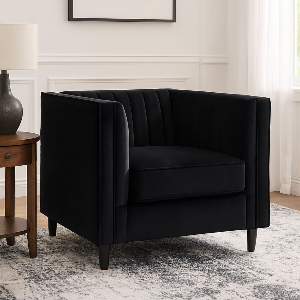 Farah Black Velvet Chair - image 1