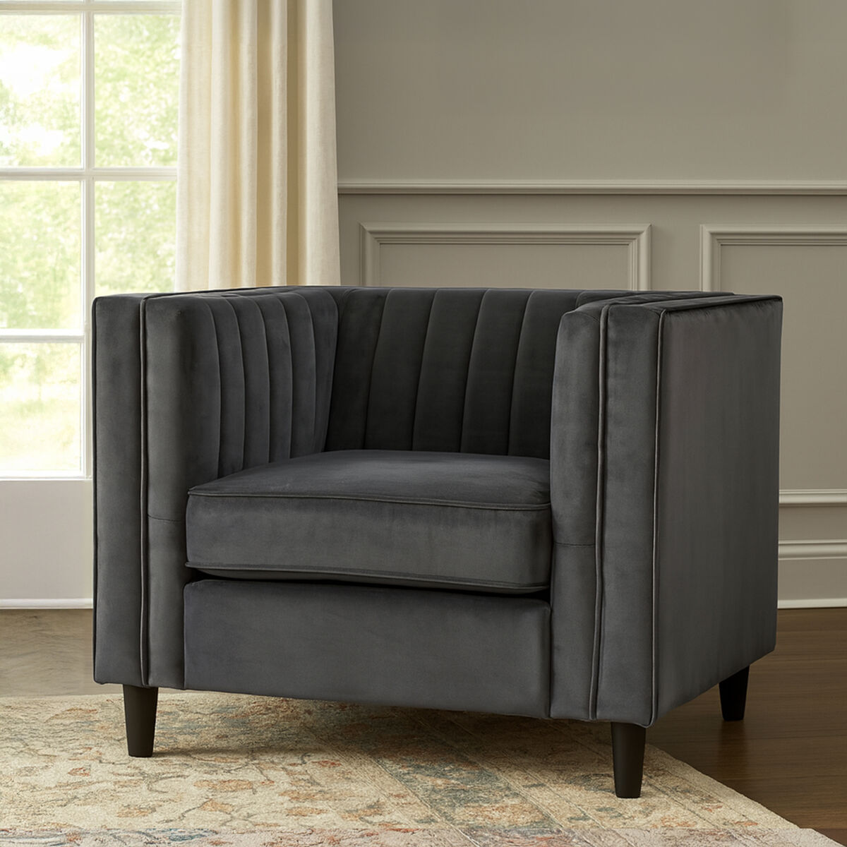 Farah Grey Velvet Chair - image 1