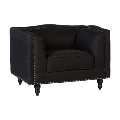Feya Black Fabric Chair with Stud Detail - image 3