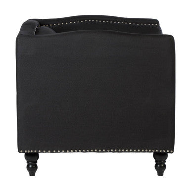 Feya Black Fabric Chair with Stud Detail - image 4