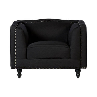 Feya Black Fabric Chair with Stud Detail - image 1