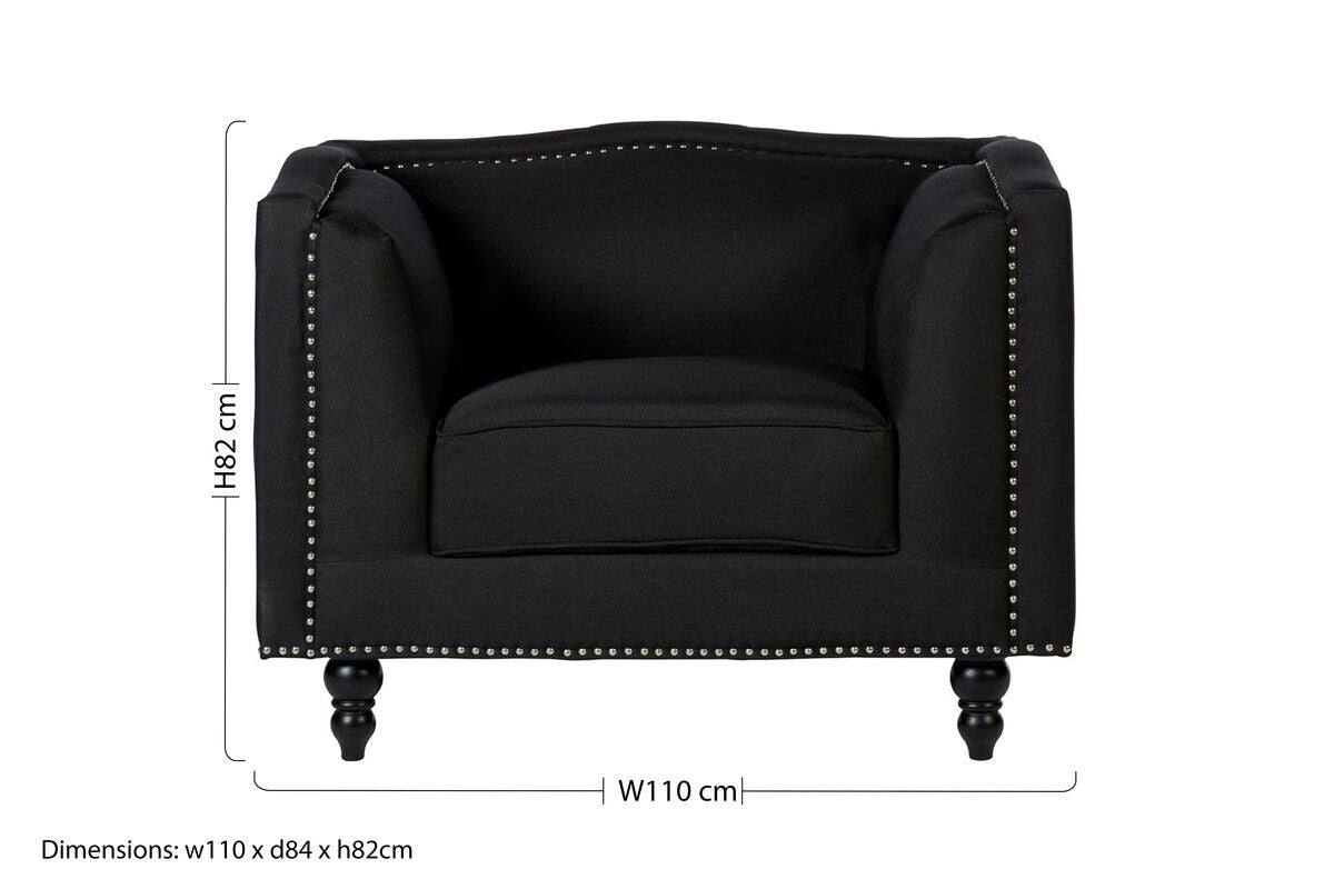 Feya Black Fabric Chair with Stud Detail - image 9