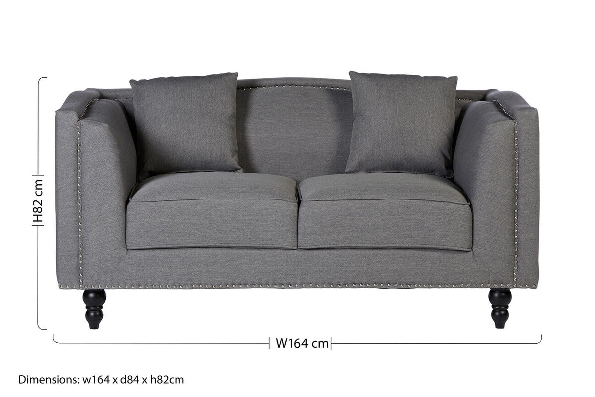 Feya 2 Seat Grey Fabric Sofa - Image 9