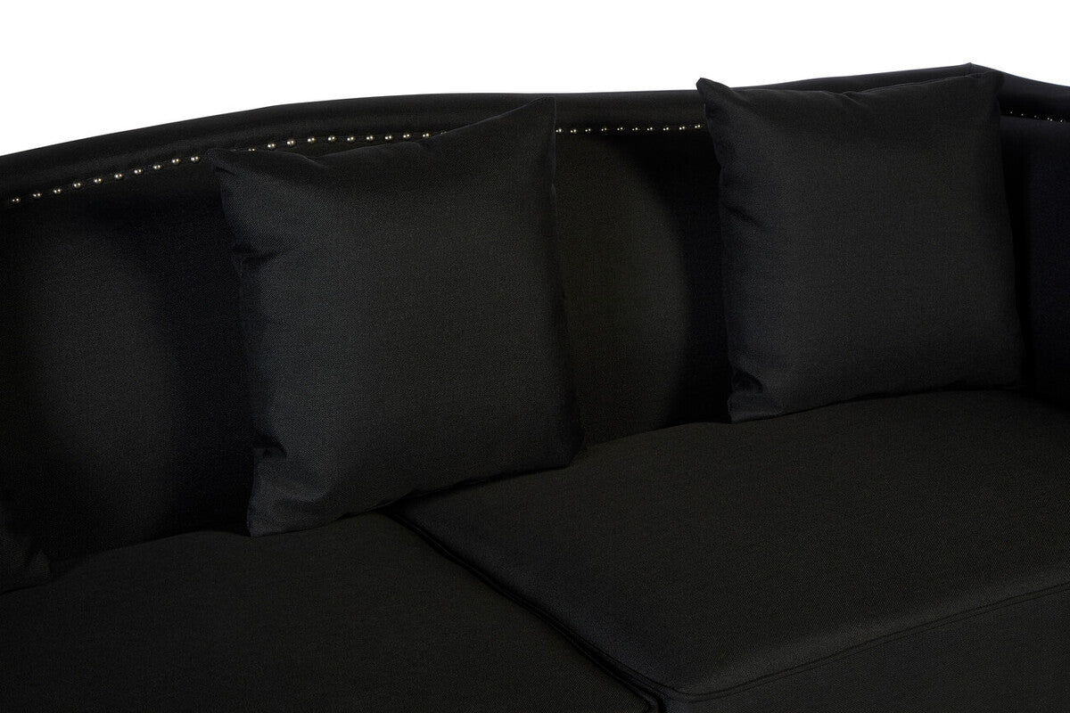 Feya 3 Seat Black Fabric Sofa - Image 6