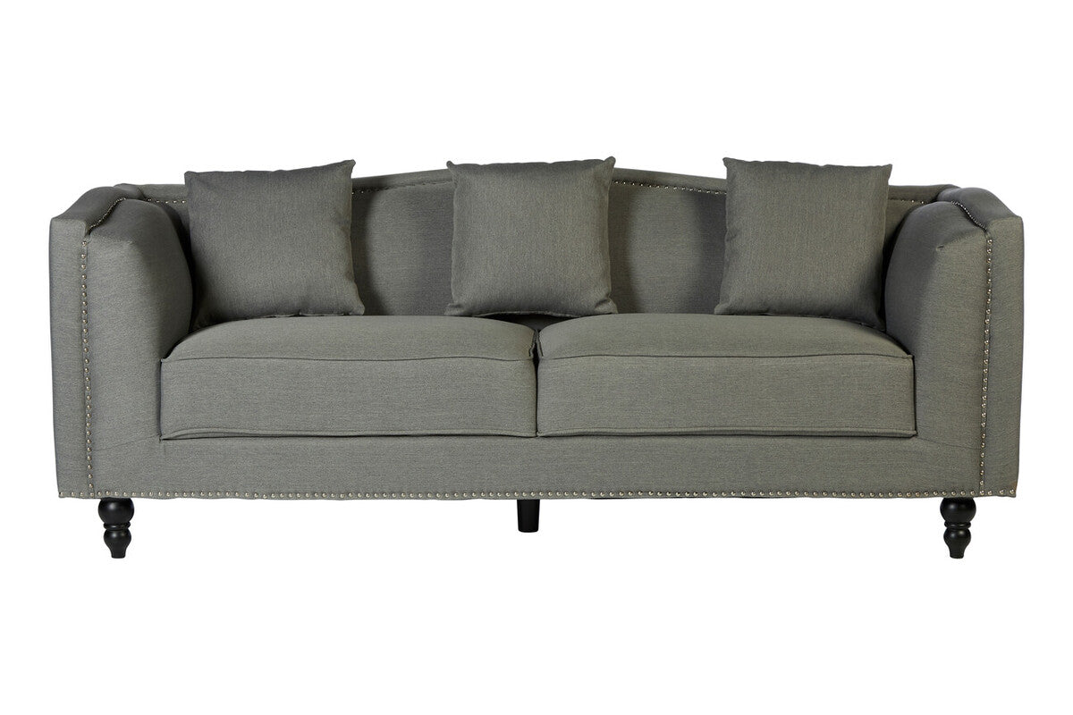 Feya Three Seater Grey Fabric Sofa - Image 1