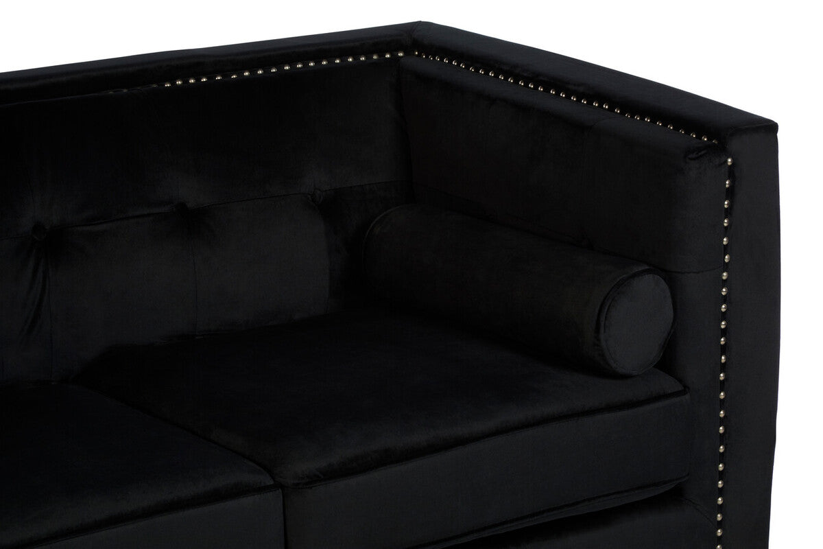 Felisa 2 Seat Black Velvet Sofa