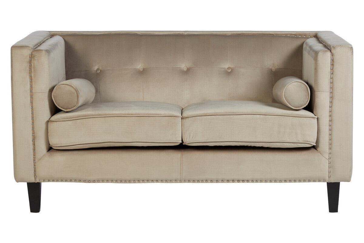 2 Seater Mink Velvet Sofa, Felisa - image 1