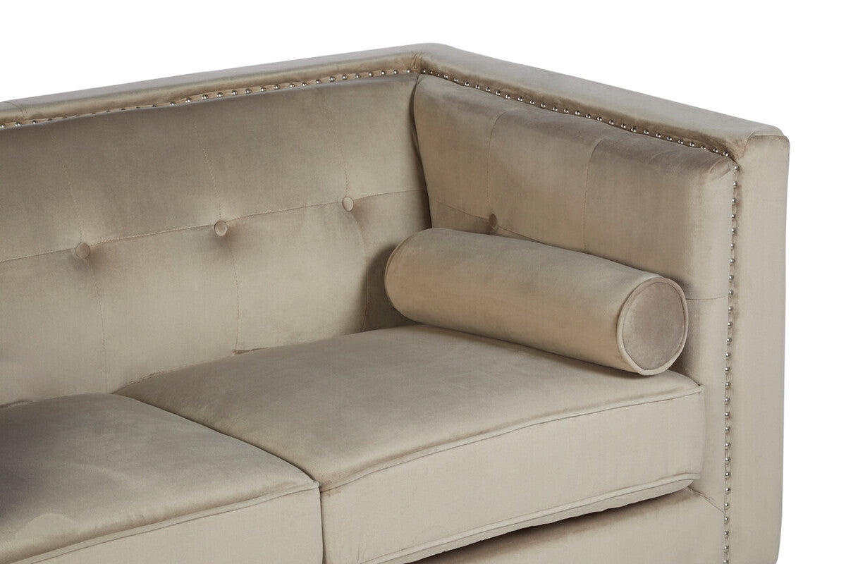 2 Seater Mink Velvet Sofa, Felisa - image 8