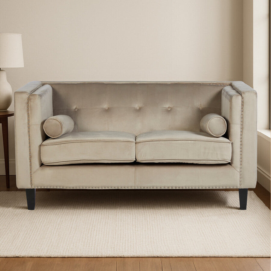2 Seater Mink Velvet Sofa, Felisa - image 2
