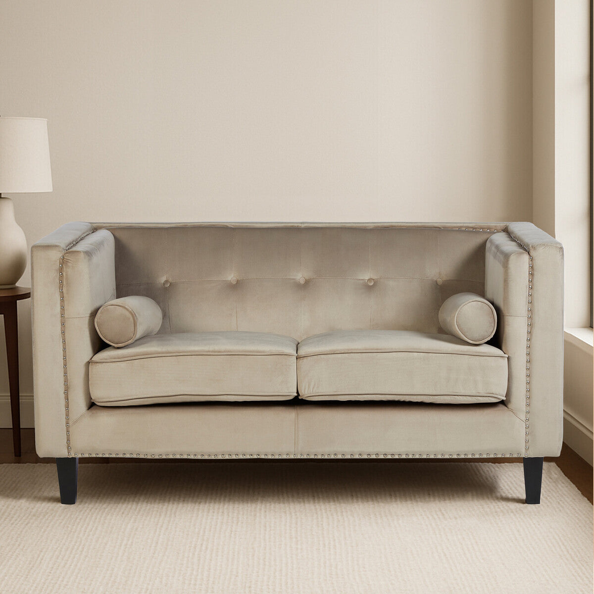 2 Seater Mink Velvet Sofa, Felisa - image 10